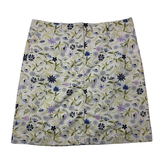 J Jill Skirt Live-In Chino Size 12 Short Floral Pink Yellow Blue Cotton/Spandex - Picture 1 of 16